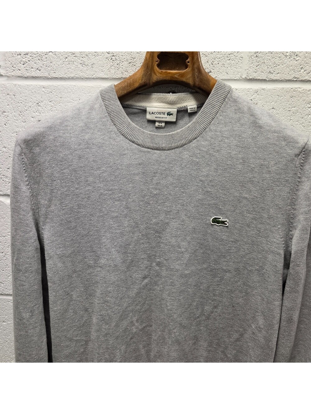 Lacoste Fitted Crew neck 100% Organic Cotton Spring Sweater Mens Gray M 4